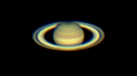 Saturn with its rings open, showing the Cassini division