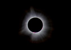 The 2024 total solar eclipse, corona surrounding the black disk of the moon